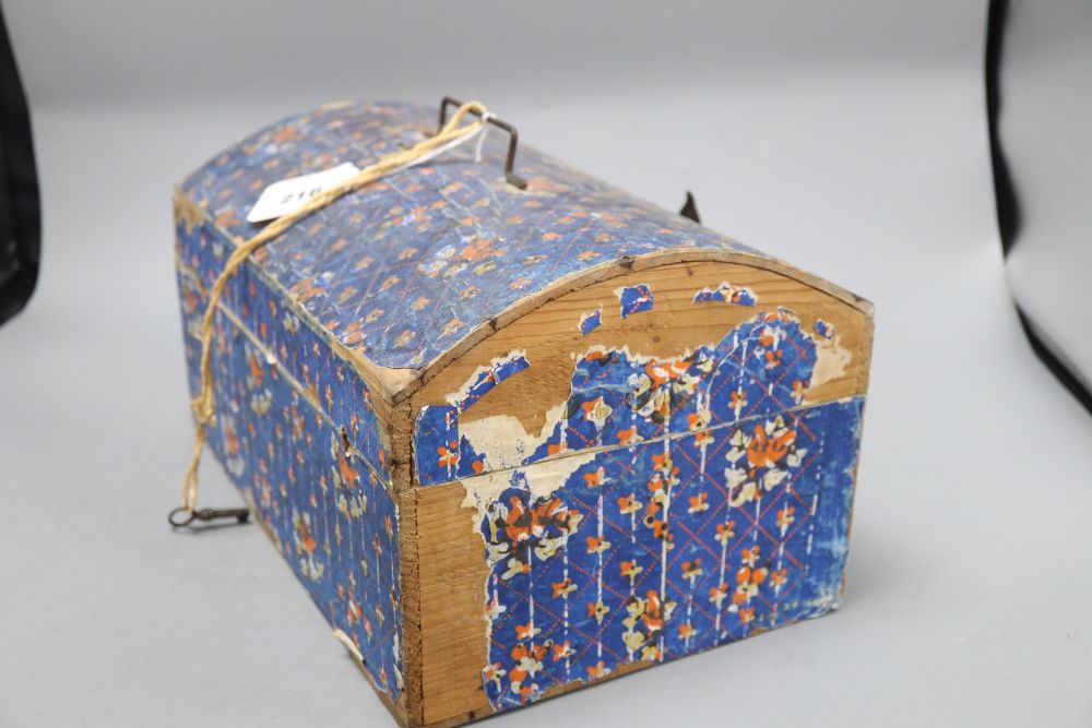 A French stencilled paper marriage box, c.1840, length 32.5cm